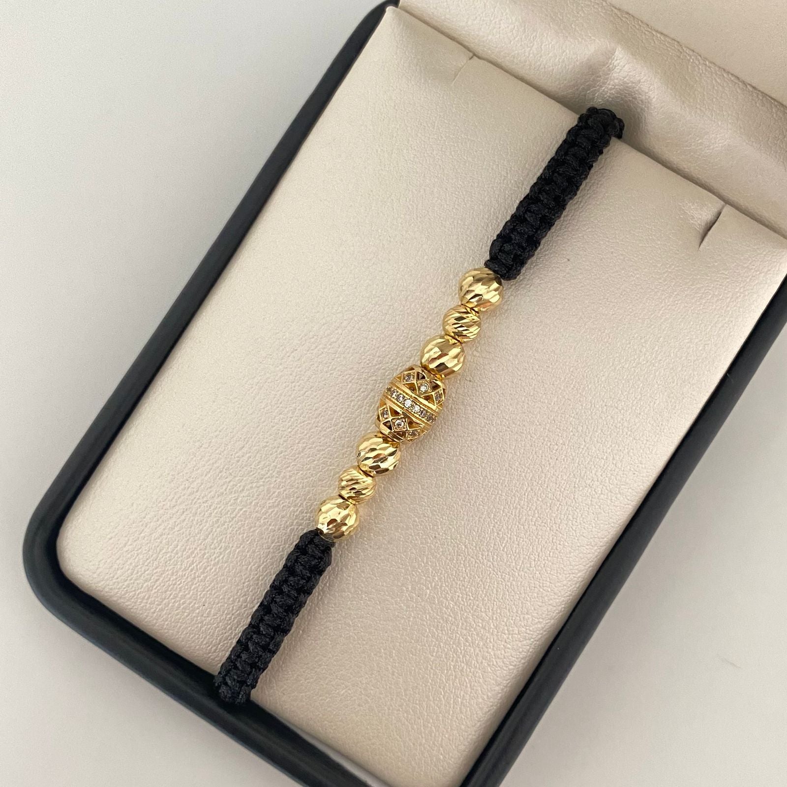 Pulsera tejida herraje barril casting balines diamantados #5 #6 Oro amarillo 18k 3,15 Gr